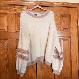 ARULA Cream and Brown Crew Neck Sweater Without Tags